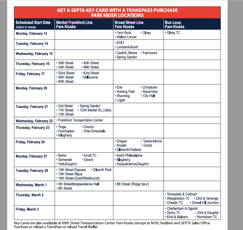 new septa schedule