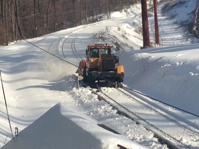 SEPTA's Geismar 360 clearing the rails. (Photo credit: SEPTA)