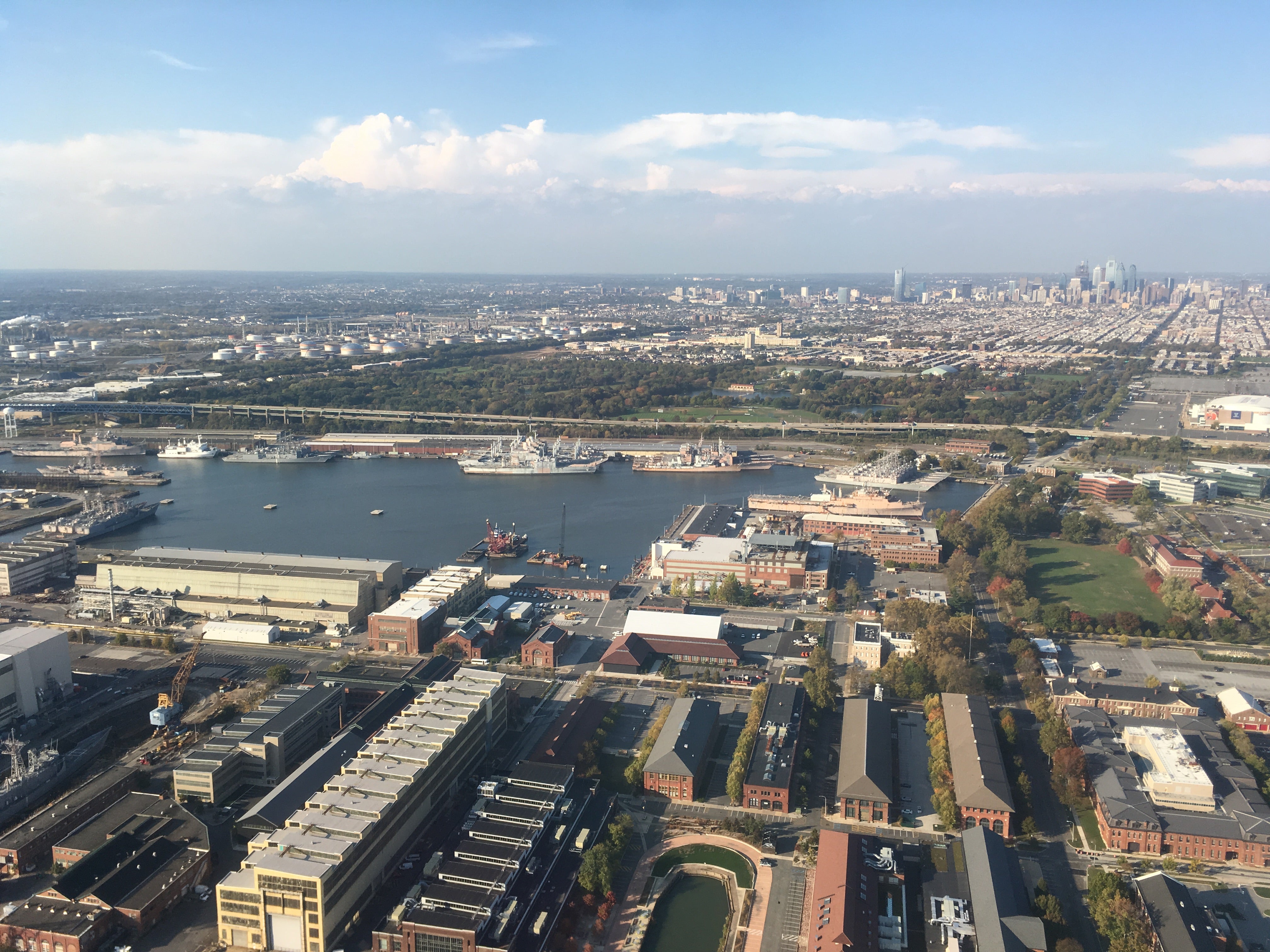 Skyline beyond Navy Yard | Ashley Hahn/PlanPhilly