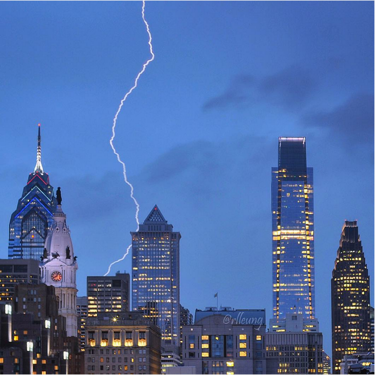 Lightning striking the skyline