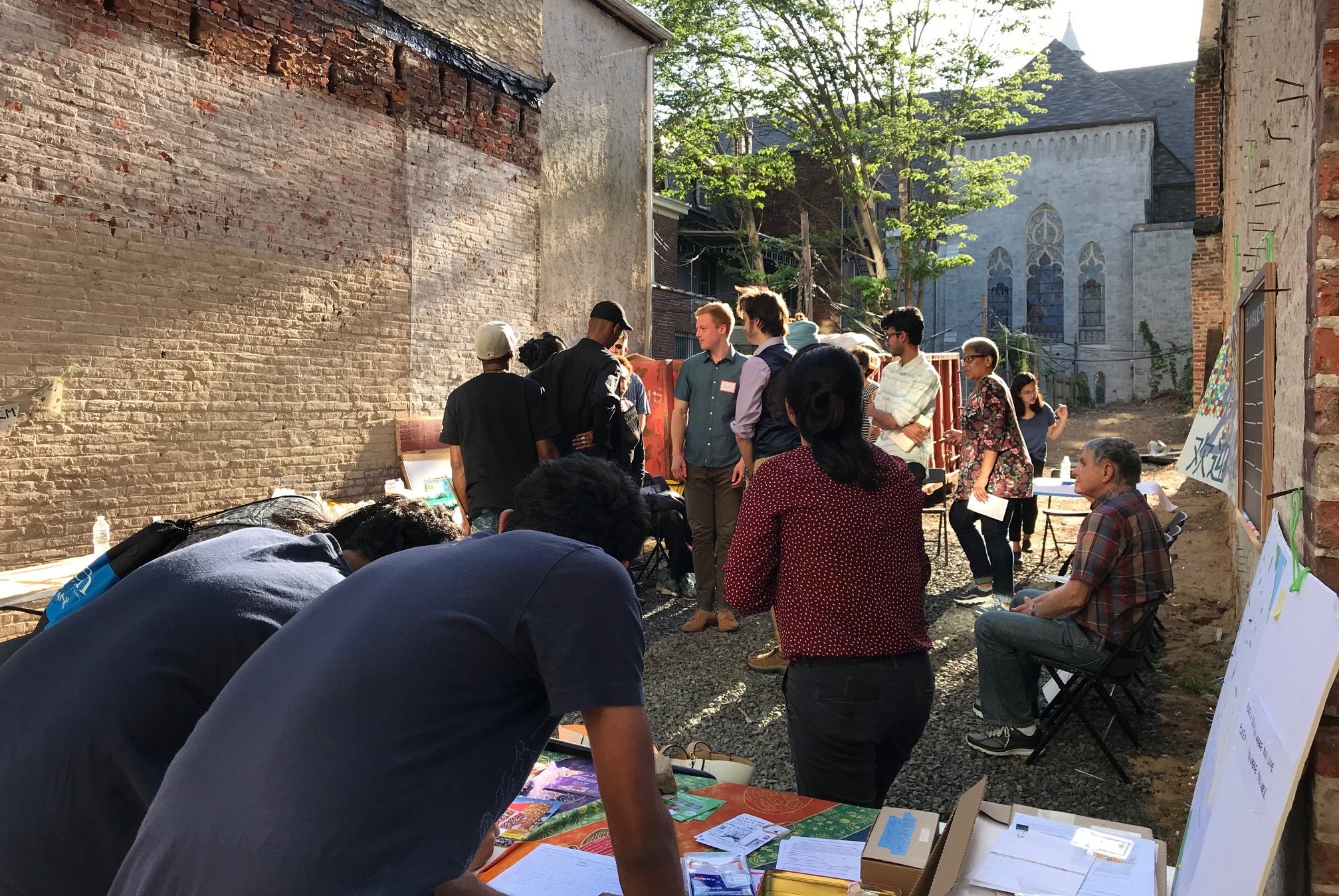 Participants at a neighborhood forum on the West Philadelphia pocket park. | Al-Bustan Seeds of Culture