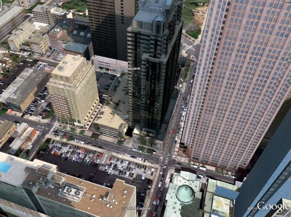 American Commerce Center plot — the parking lot center-left of the image —as seen on Google Earth in July '10