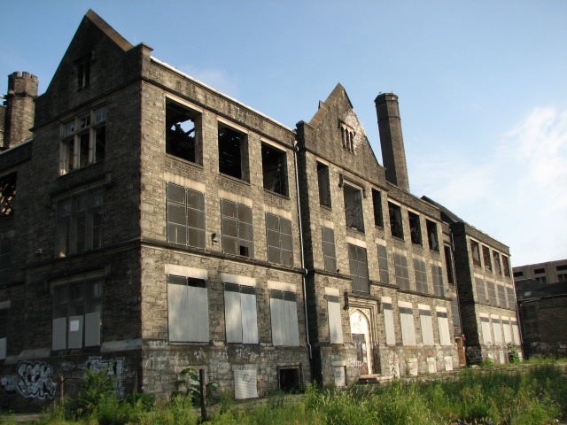 The school building's eastern wall.