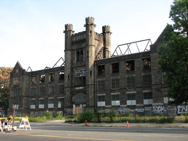 The school building has been an imposing landmark in the Fairhill neighborhood since 1903.
