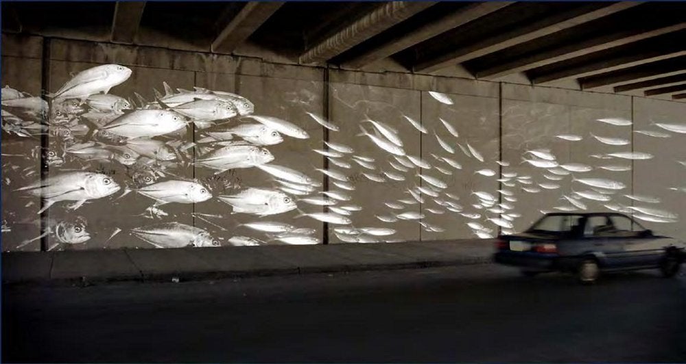 One possible treatment for underpasses: Glittery fish decals.