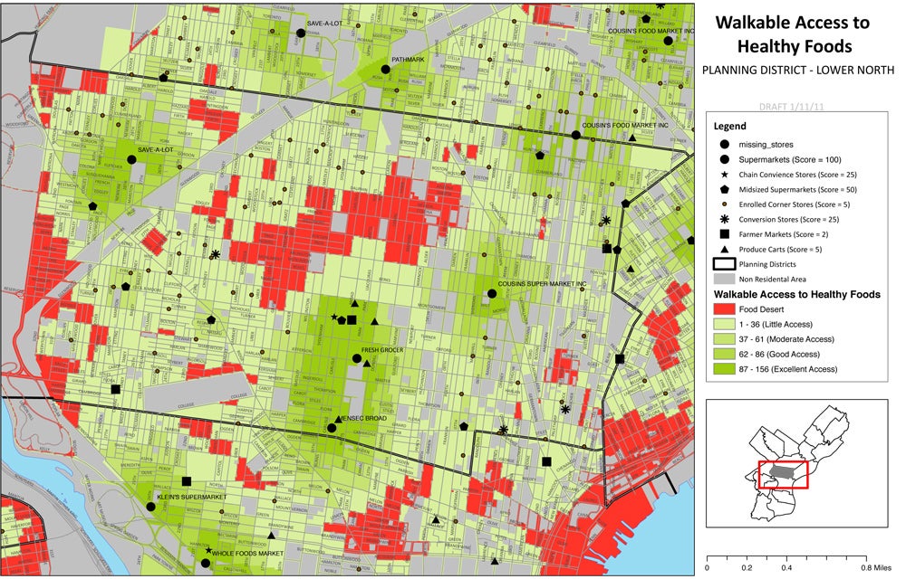 The varying degrees of healthy food access in  Lower North Philadelphia