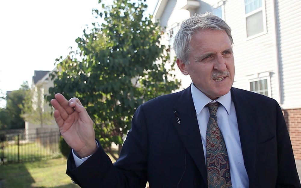 John Kromer speaks during a walkthrough of the APM Neighborhood.