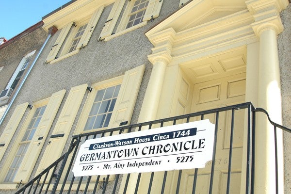 This week's Germantown Chronicle on a stoop in Germantown. (Patrick Cobbs/for NewsWorks)