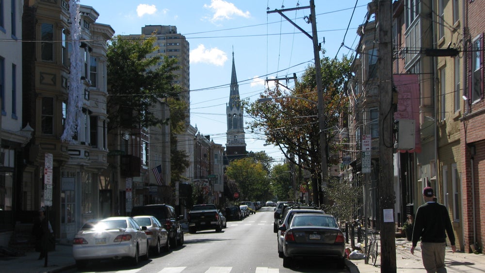 The steeple of the Emanuel Evangelical Lutheran Church has watched over the Southwark neighborhood since the mid-1800s.e
