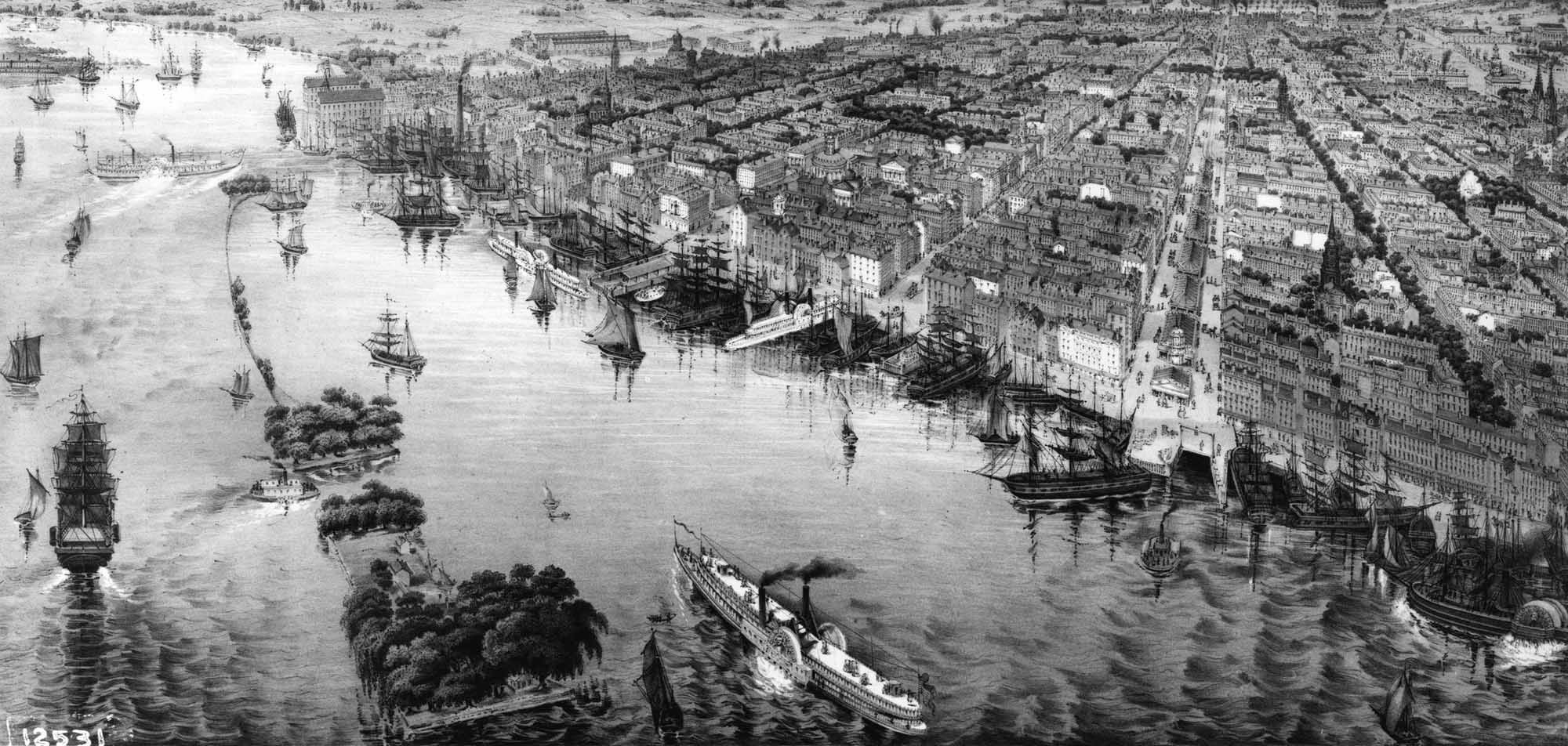 Bird's Eye View of Philadelphia, 1840 (Courtesy of City Archives of Philadelphia)