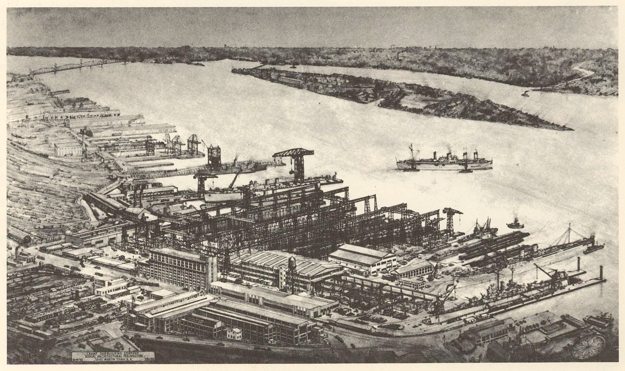Aerial architecture perspective of Cramp's 1943