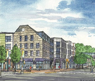 The Transit Village as it would look from the corner of Chew Avenue and East Washington Lane. (Image by Piatt Associates)