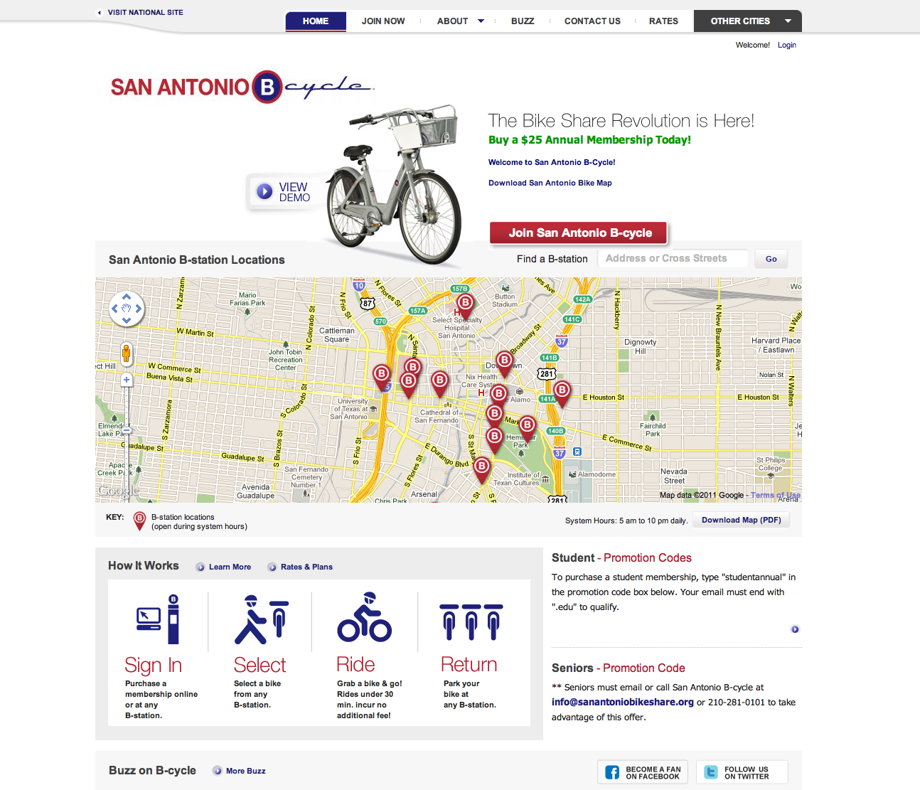 The San Antonio bike share website