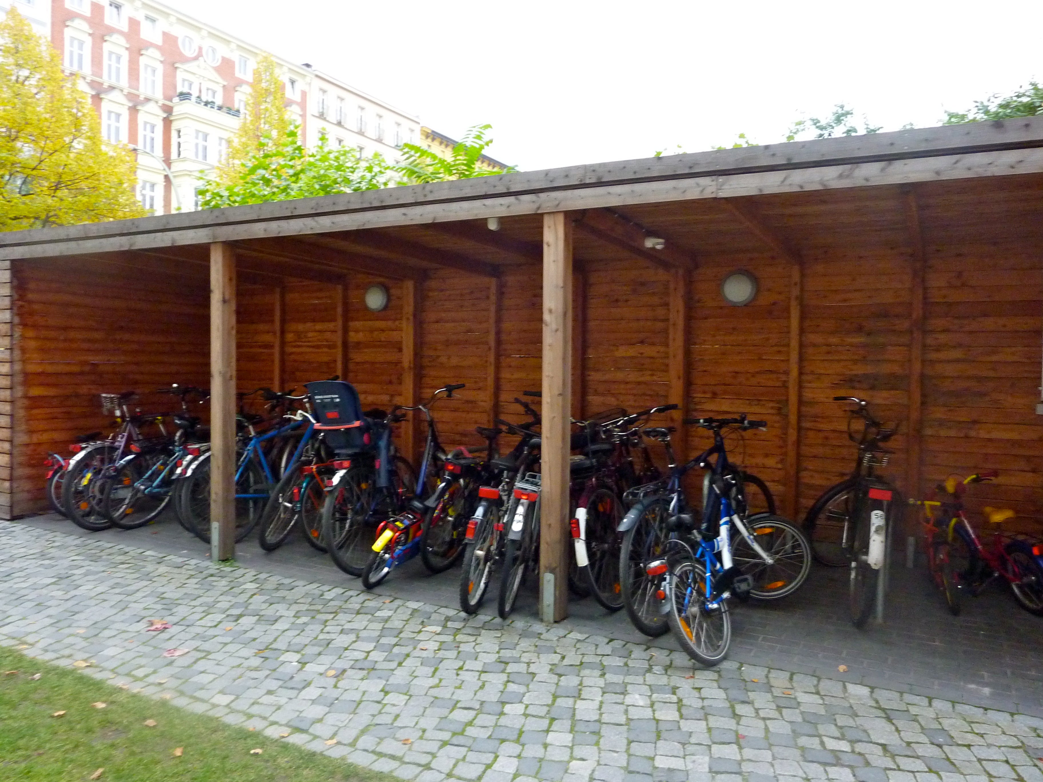Sheltered bike parking