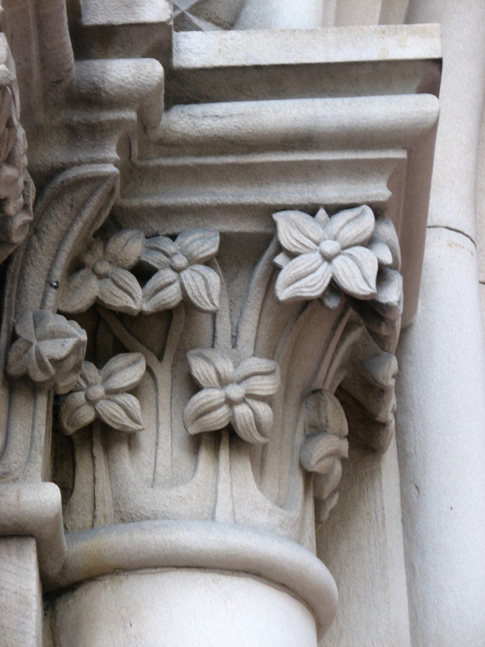 Flower bloom on the church's columns.
