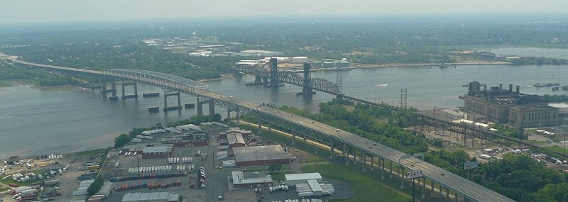 In Port Richmond, the Betsy Ross Bridge appears like a big sister of a railroad bridge just South.