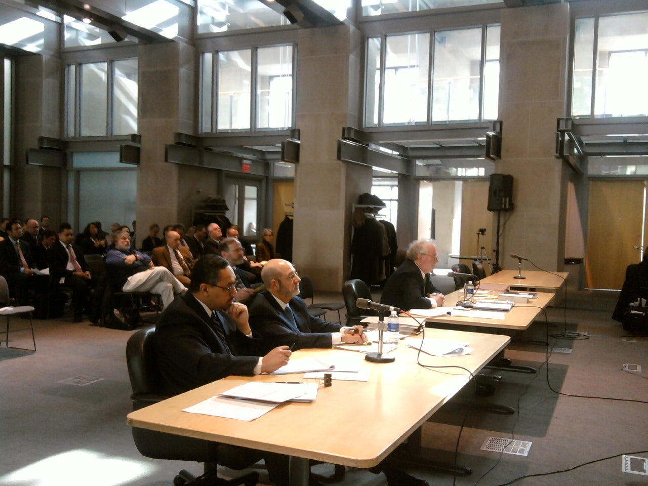 From left to right: PGCB Chief enforcement Council Cyrus Pitre, Deputy Council Dale Miller, and Foxwoods attorney Fred Jacoby