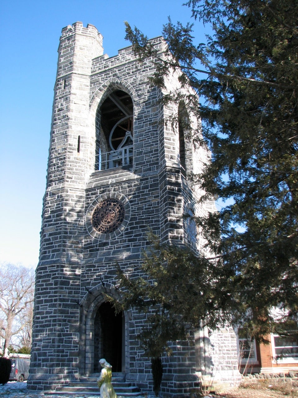 West Laurel Hill’s Gothic Revvial bell tower was designed by architects Walter Cope and John Stewardson