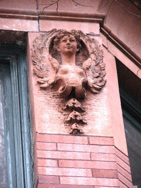 The 19th-century penchant for stone and terra-cotta adornment are found up and down Green Street in the form of angels, cherubs,