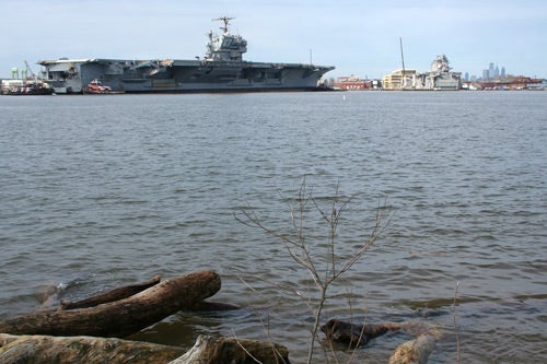 USS JFK enters Philadelphia