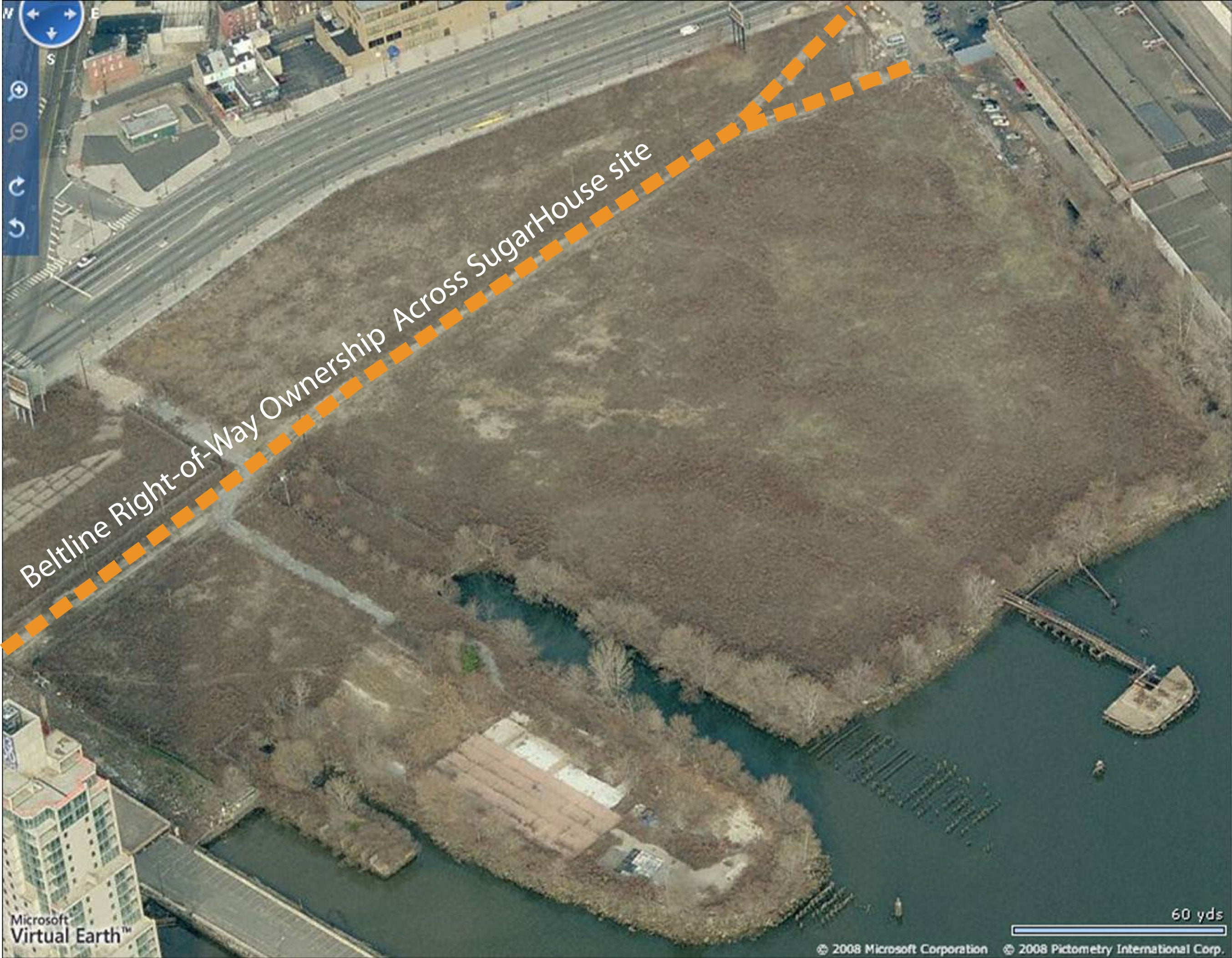 Diagram of Belt Line right-of-way across the SugarHouse Casino site