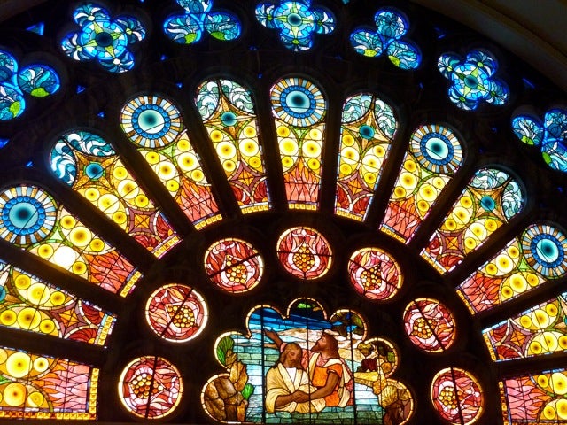 Close up of  stained glass at The Baptist Temple