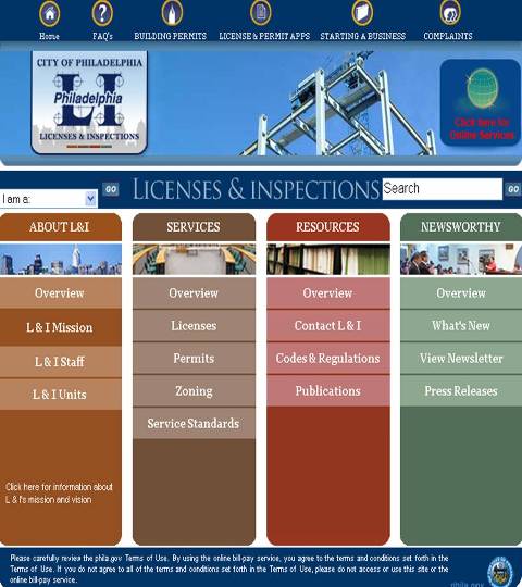 Licenses & Inspections web page