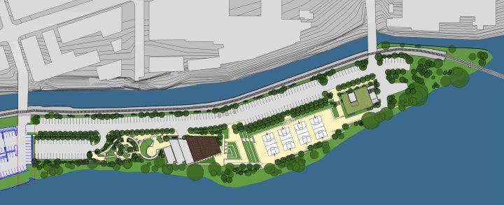 Aerial rendering of the future Venice Island | Philadelphia Water Department