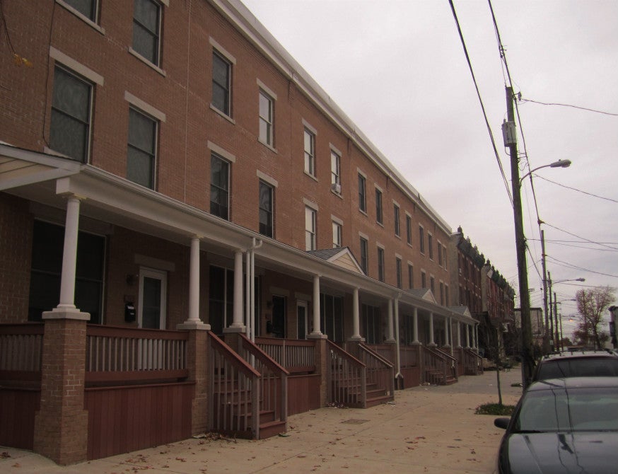 The seven LEED certified row homes built by Habitat for Humanity stand on the 4200 block of West Stiles Street. | Philadelphia Neighborhoods