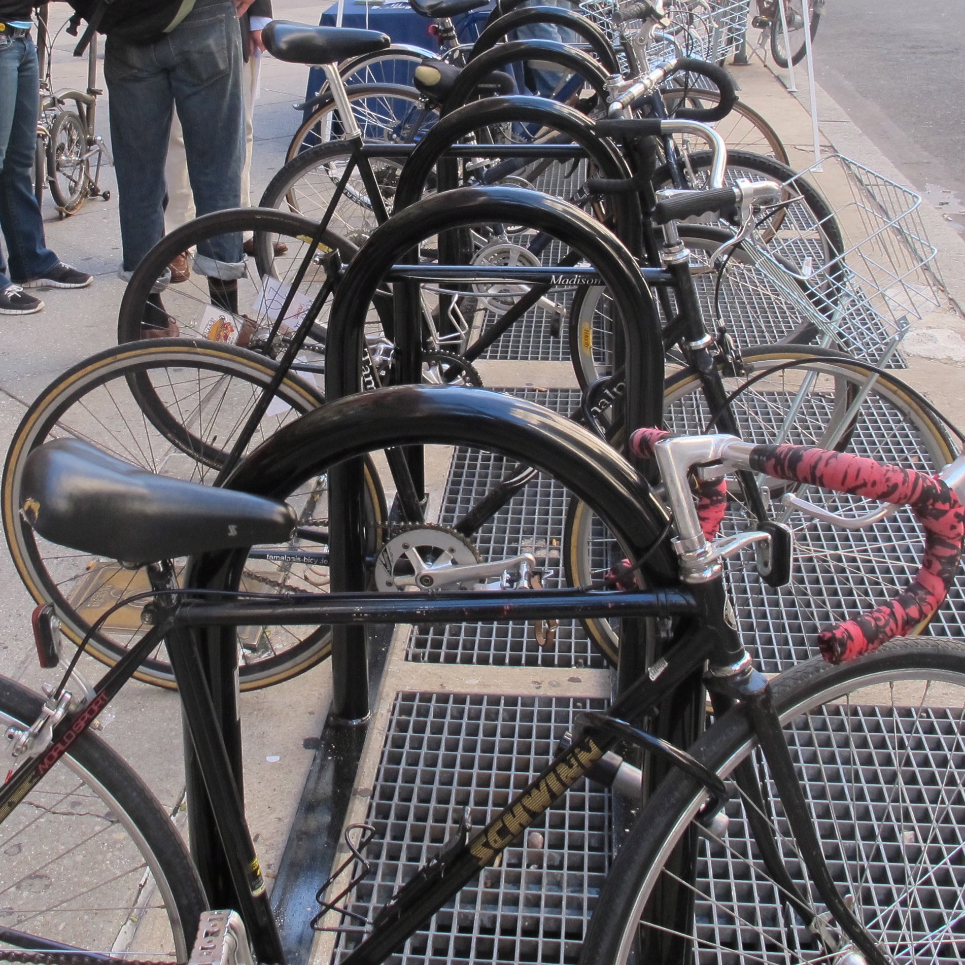 A bike corral on Broad Street.