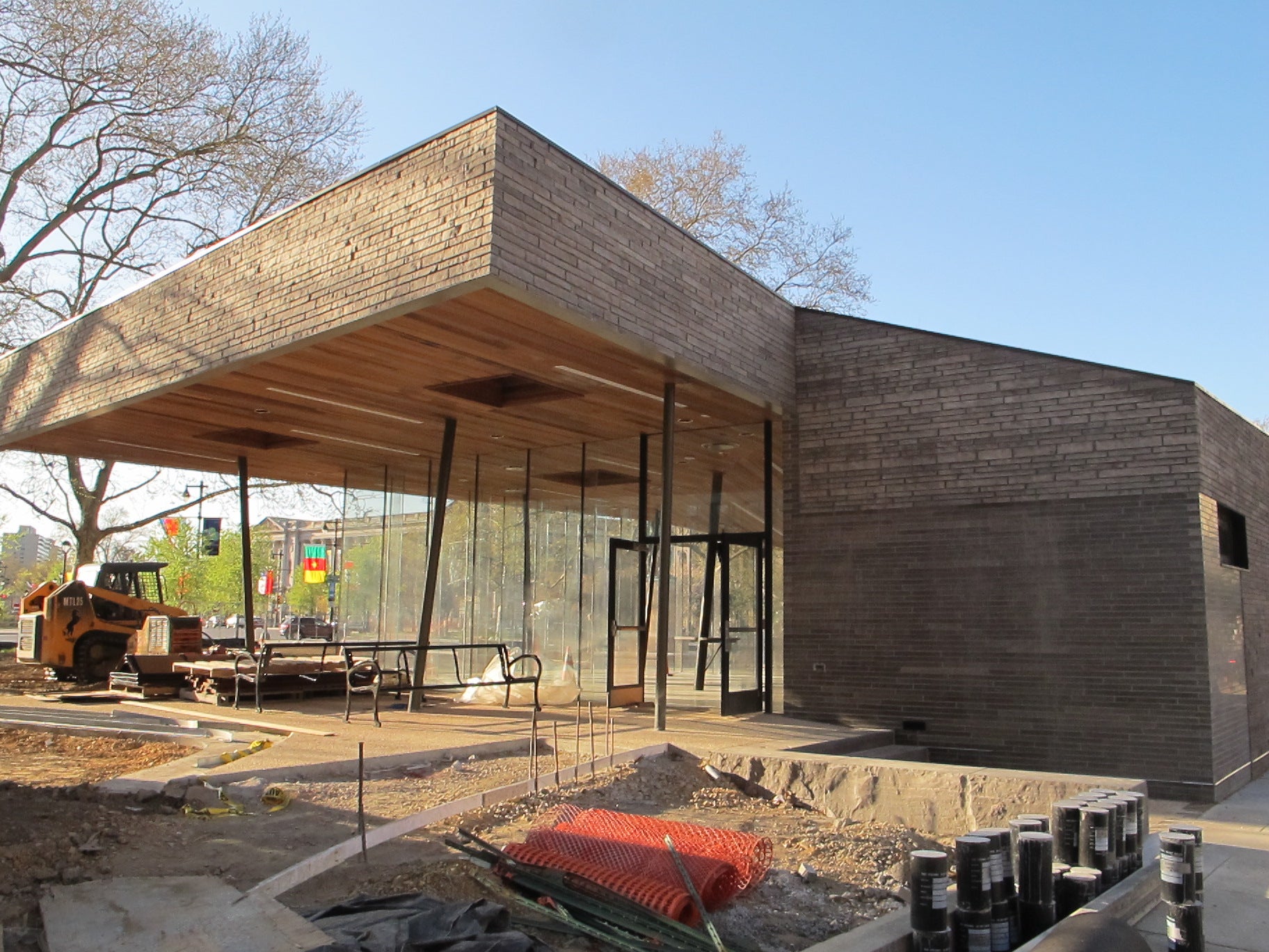 The park pavilion's dramatic overhang is meant to evoke a rock outcropping.