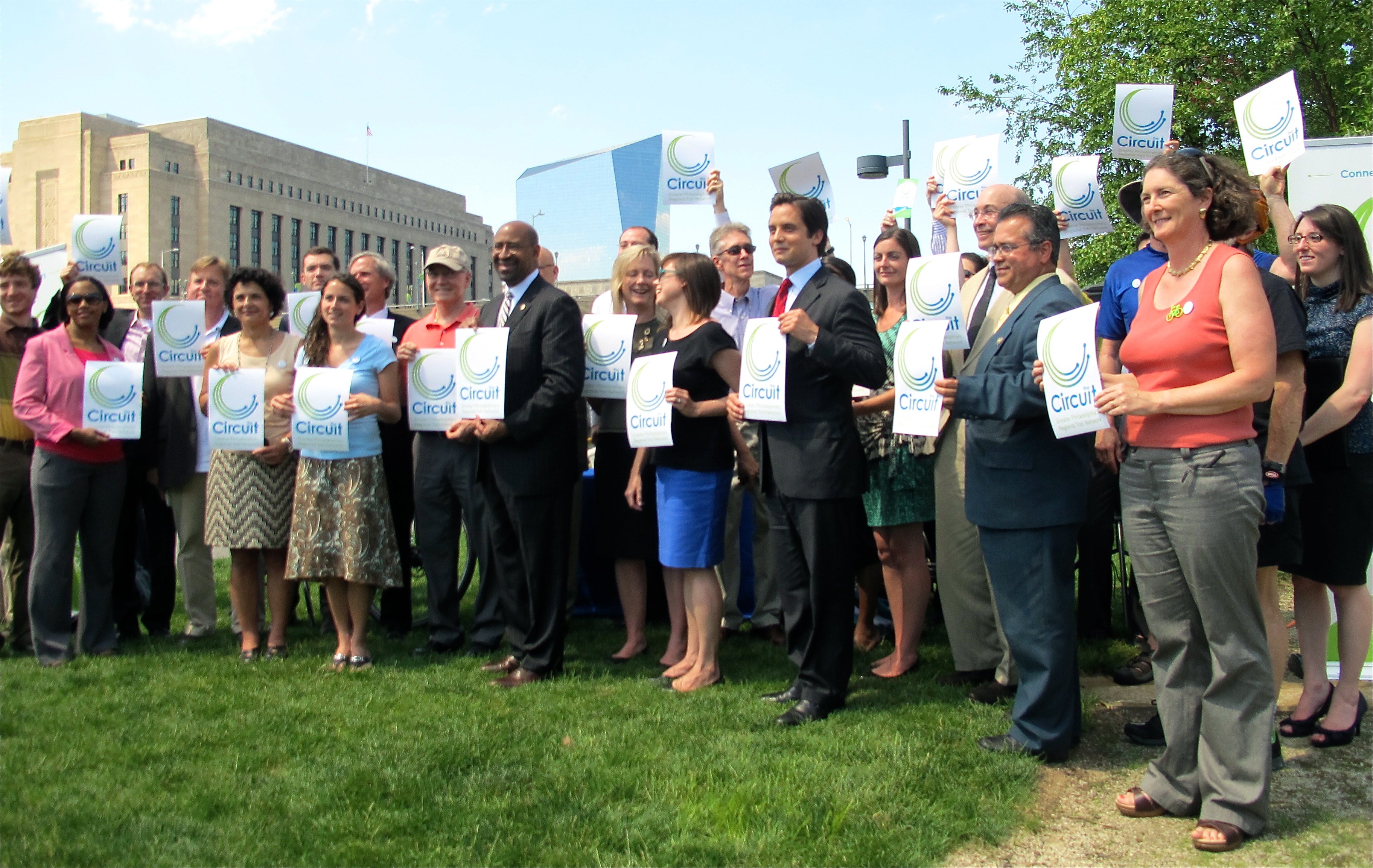 A big-tent coalition gathered at the Schuylkill Banks Thursday to announce The Circuit.