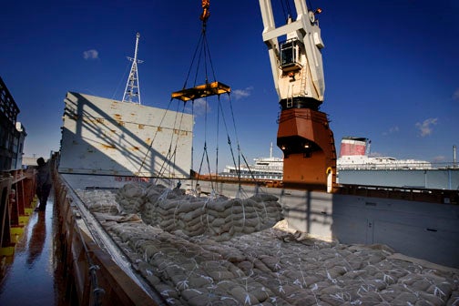 Ed Hille photo: The cocoa-filled hold of the Umiavut 