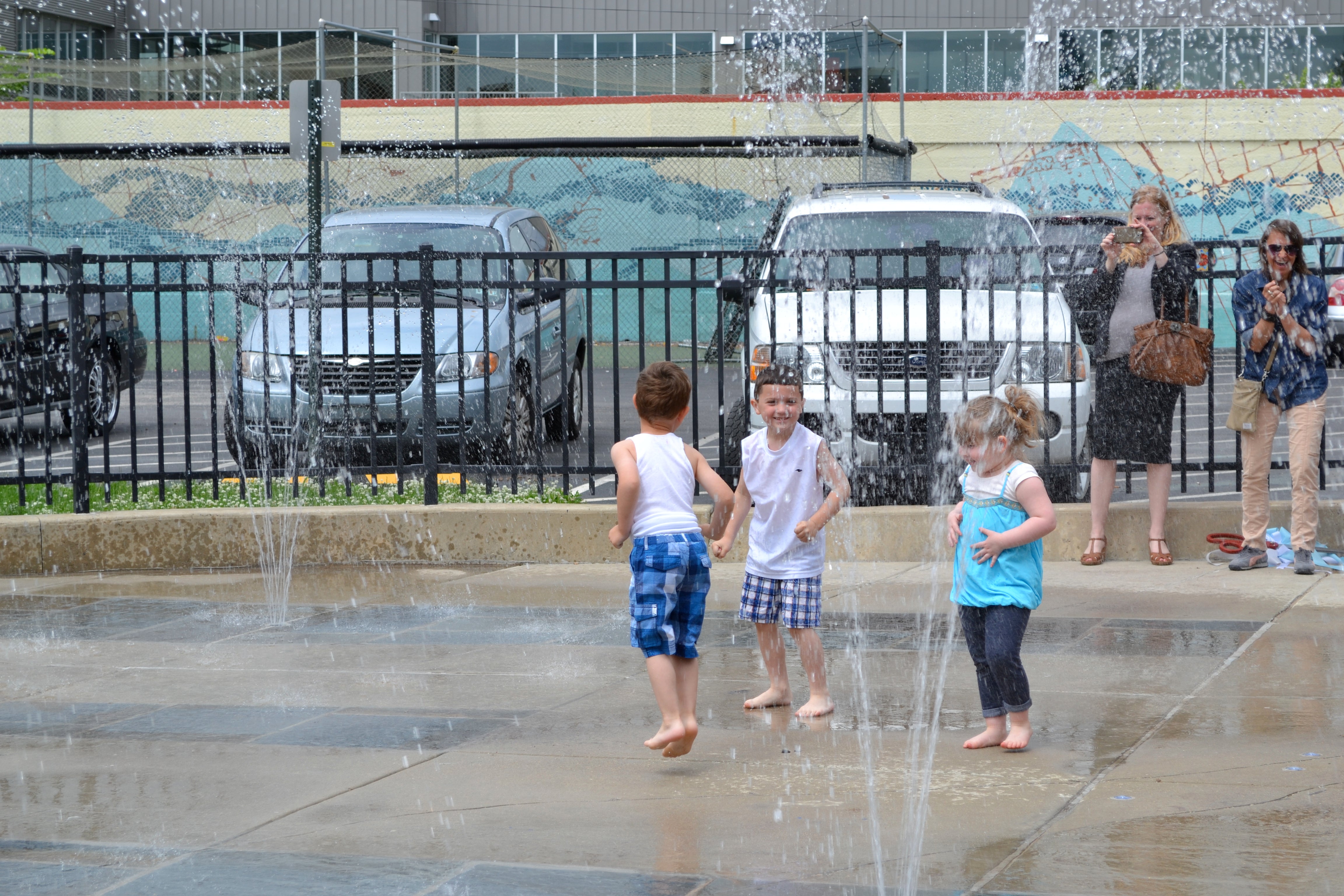 A new sprayground opened at the Shissler Rec Center Thursday