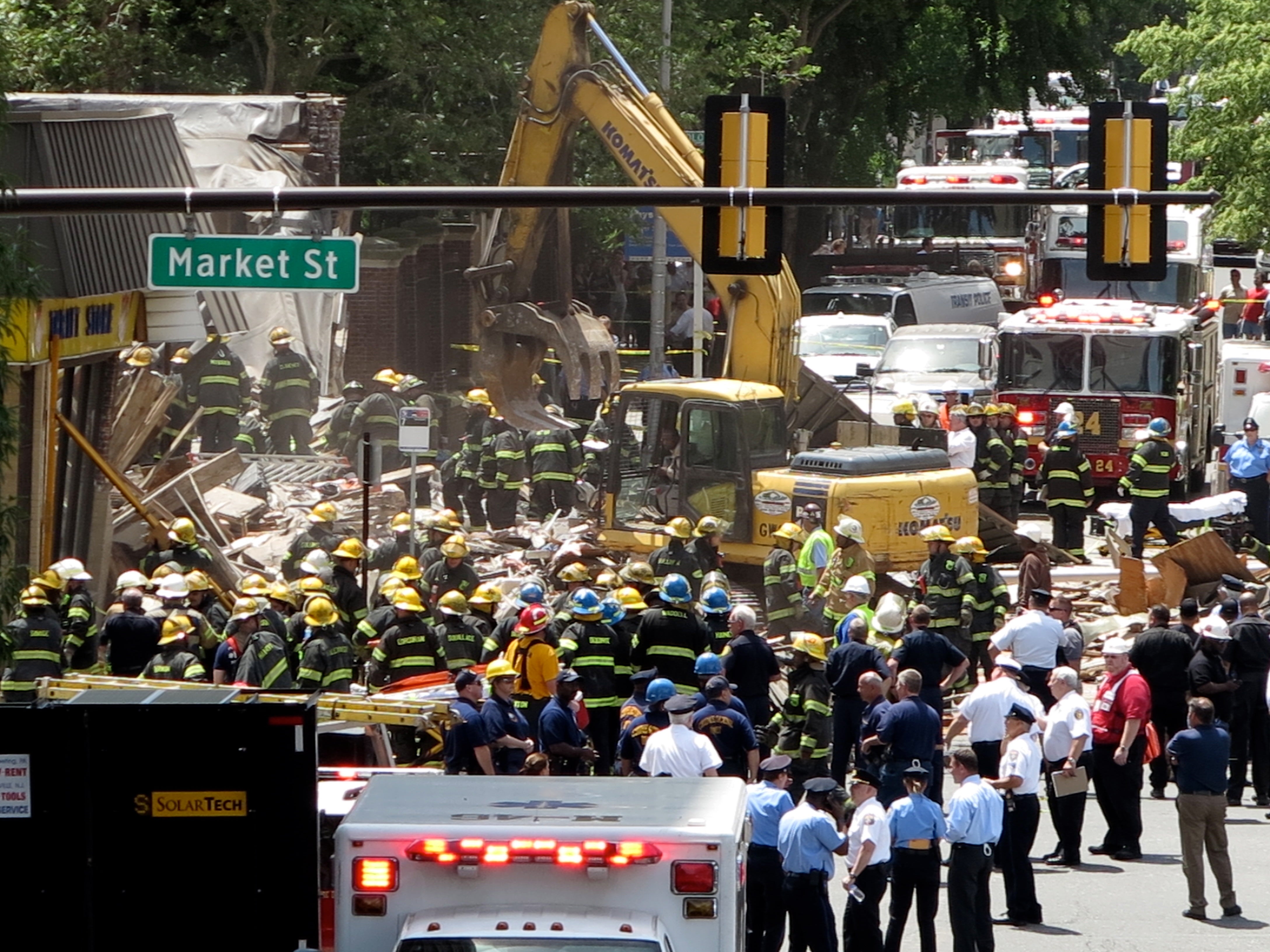 A sea of emergency responders filled 22nd Street, as seen from the JFK Blvd. bridge.