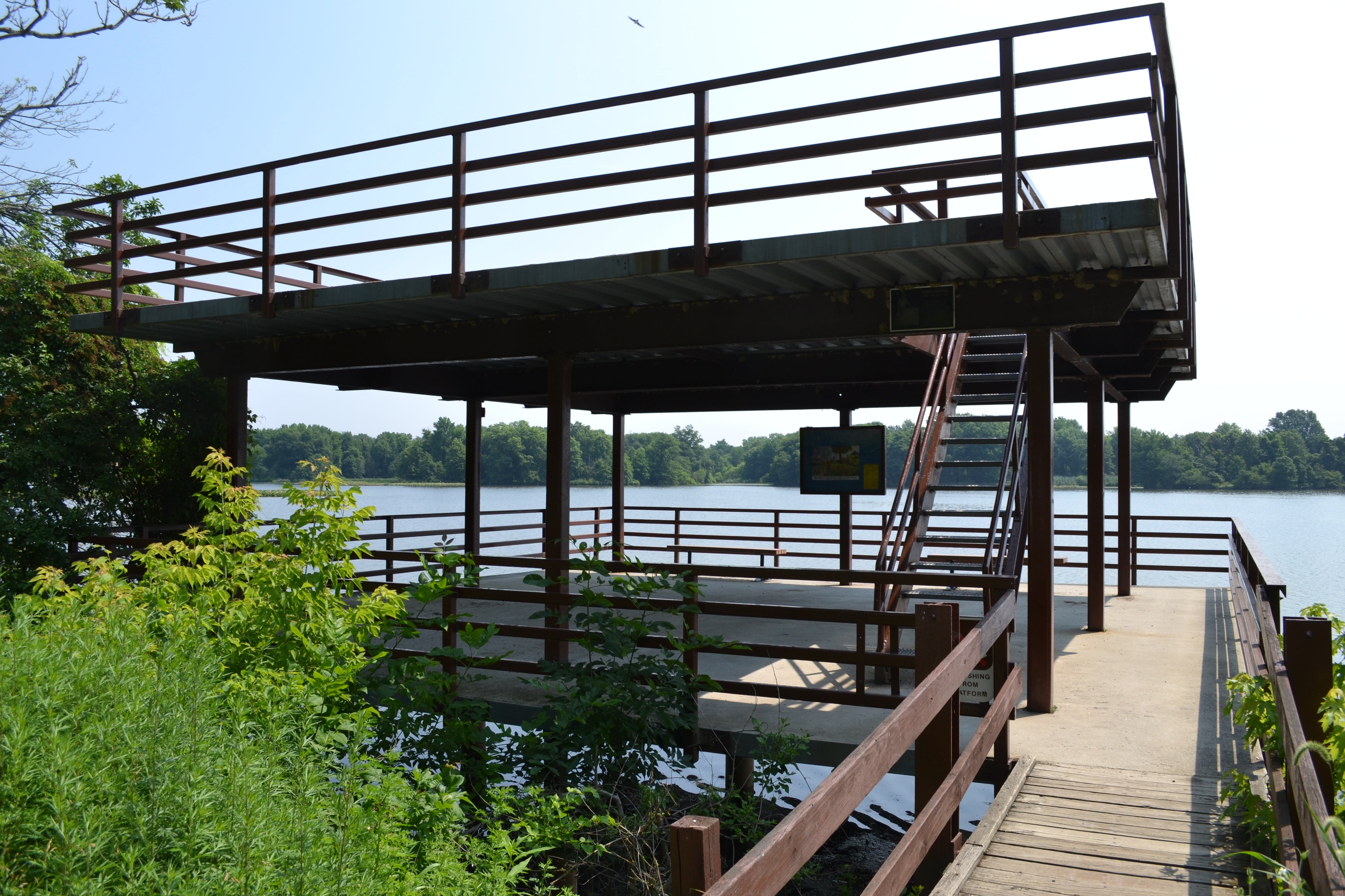 An old office building has been converted into a lookout tower