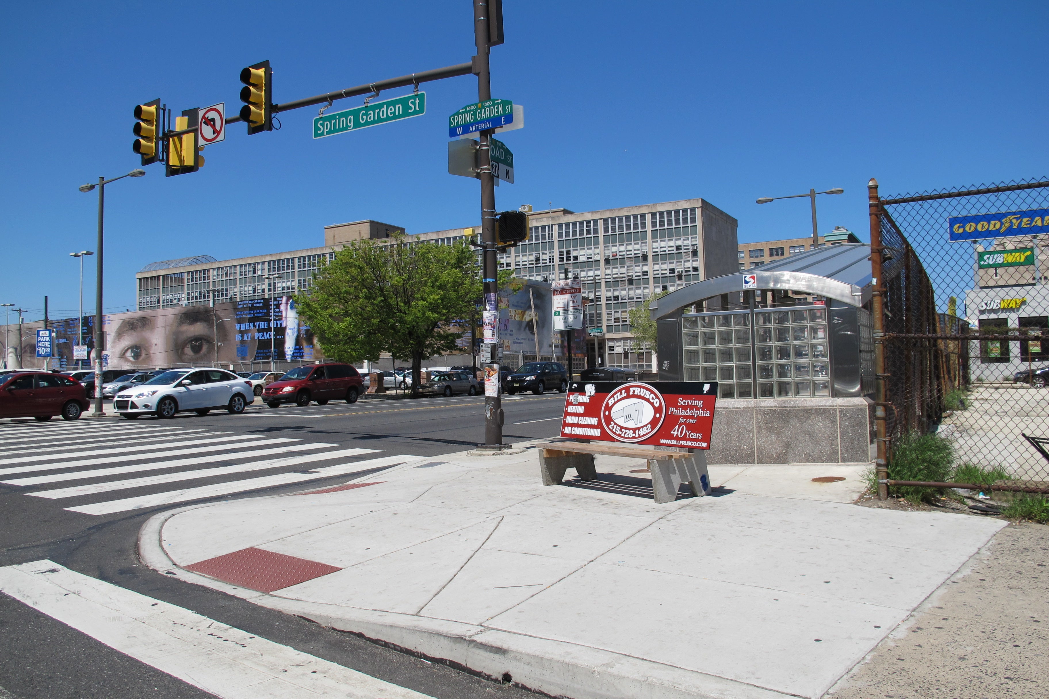 Bill Frusco bench at Broad and Spring Garden, April 2013.