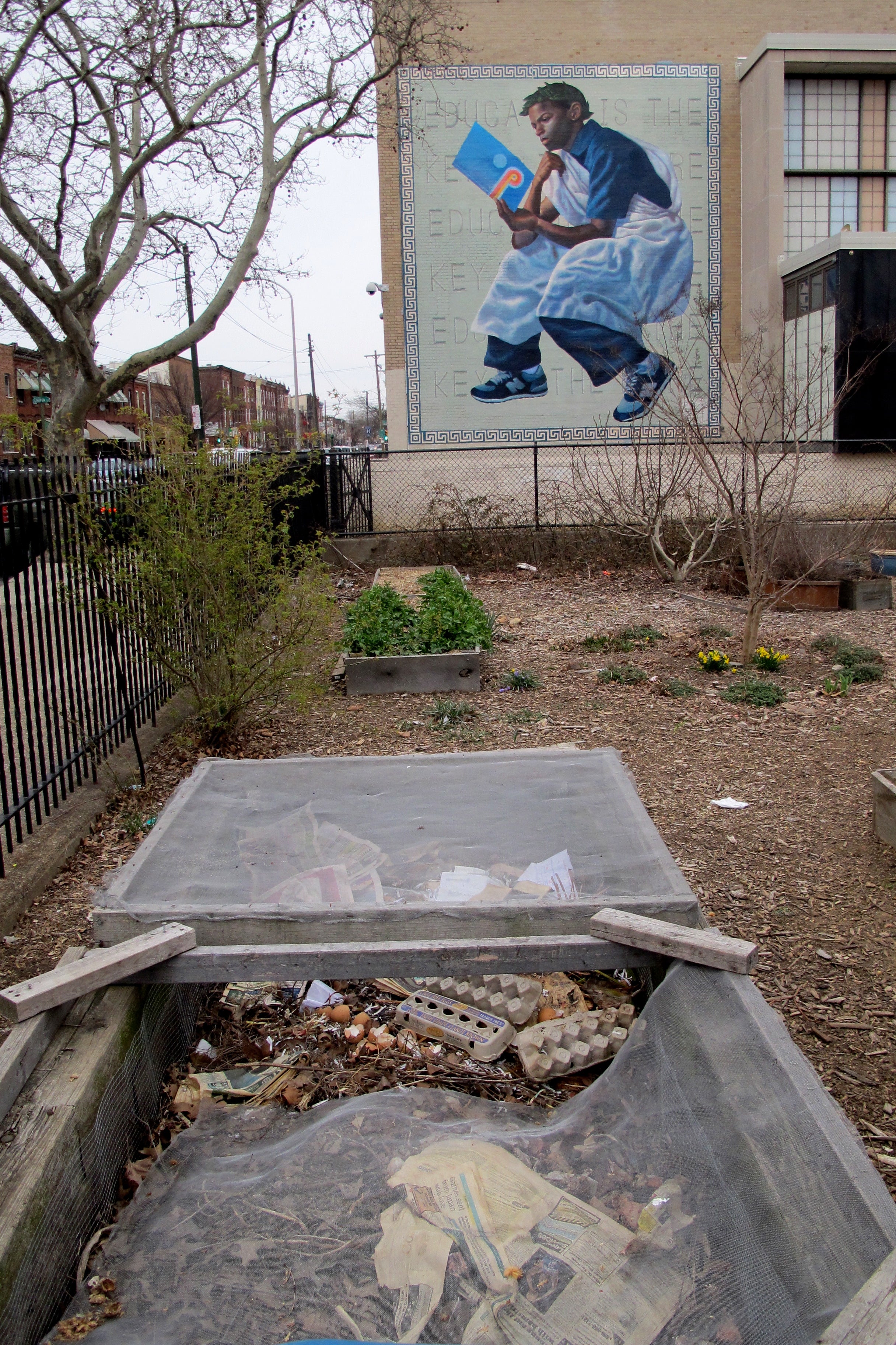 Community composting in the garden along Snyder Avenue.