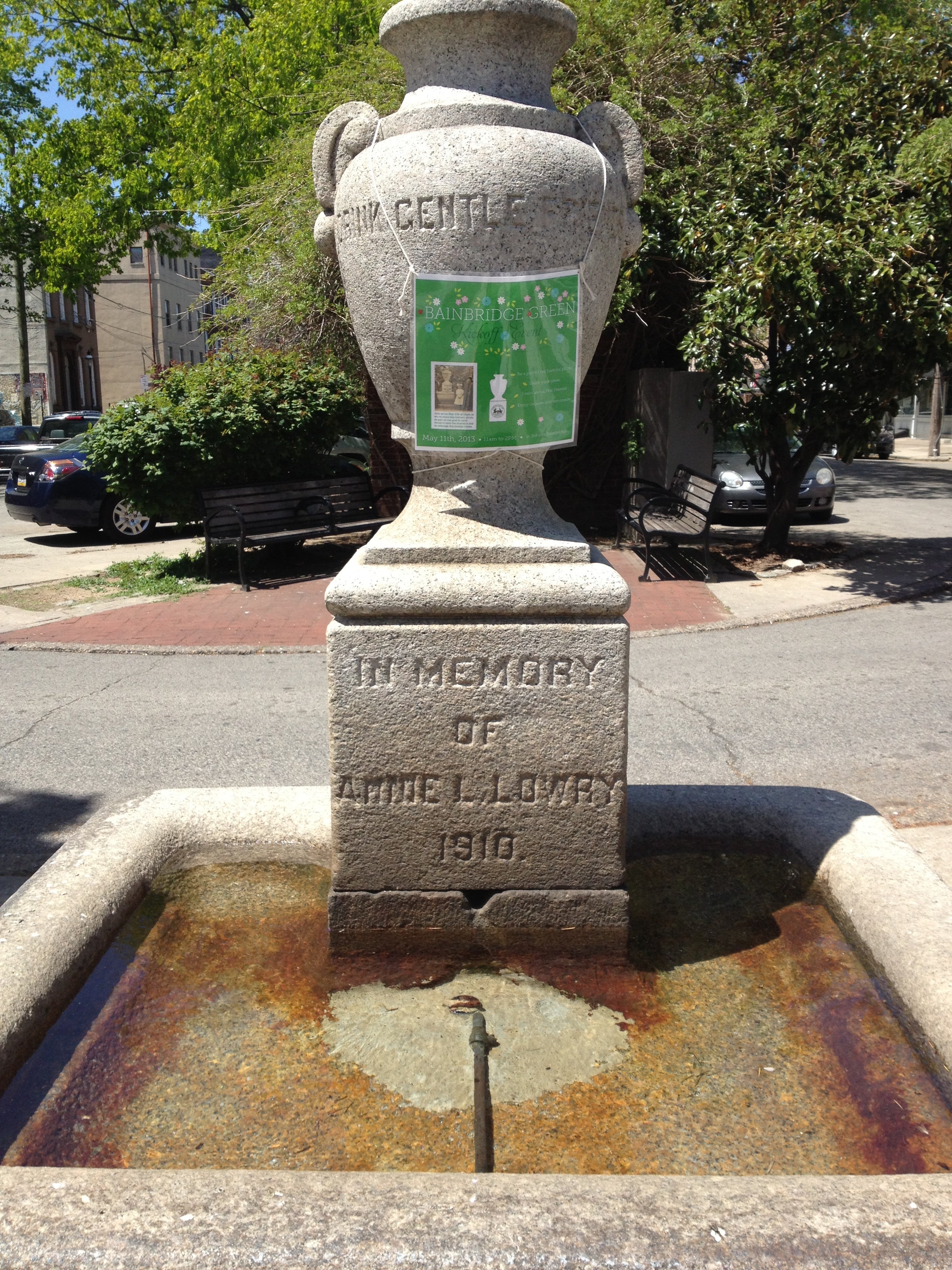 Drink Gentle Friends - This horse trough could anchor a redesigned plaza at the 3rd Street end of Bainbridge Green.