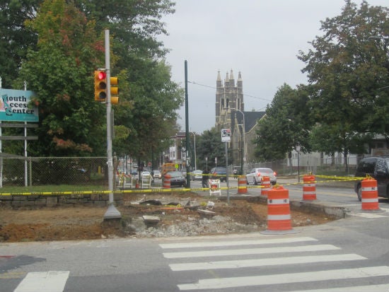 Several of the corners along the proposed 58th Street Greenway are blocked off and under construction.