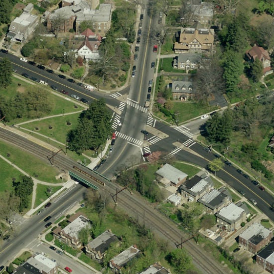 The intersection today poses several traffic and pedestrian conflicts.
