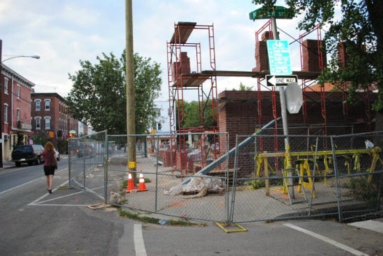 Kristen Albee won second place when she caught a pedestrian forced into the street by construction fences between South and Kater streets. | Photo courtesy of the Clean Air Council.