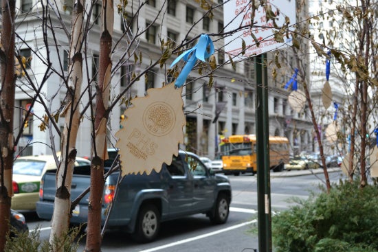 The ornaments serve to add holiday cheer and remind passersby of the active roll PHS plays in maintaining the public landscape, said Nancy Goldenberg, senior vice president of programs & planning at P