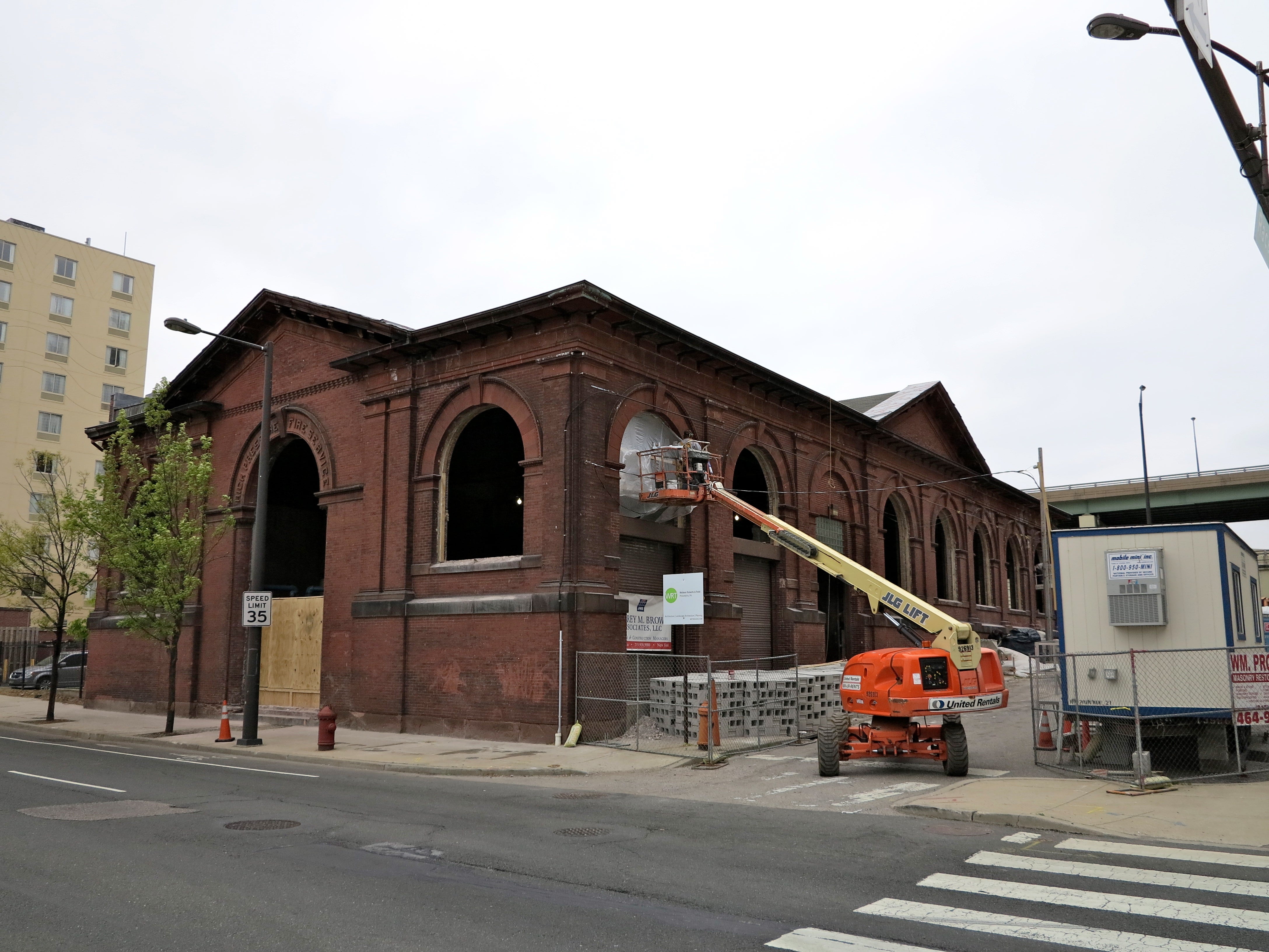 Almost all of the huge window openings have been cleared. May 2013