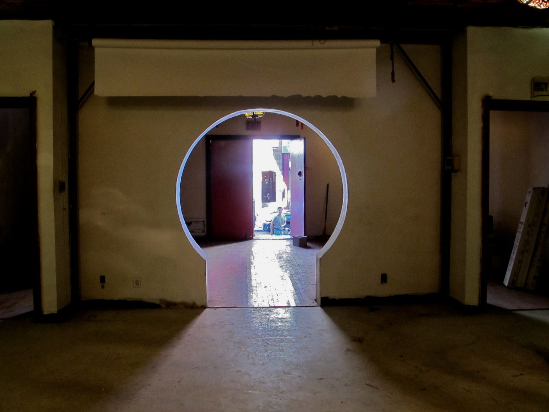 Looking out the front door through the Moon Arch.