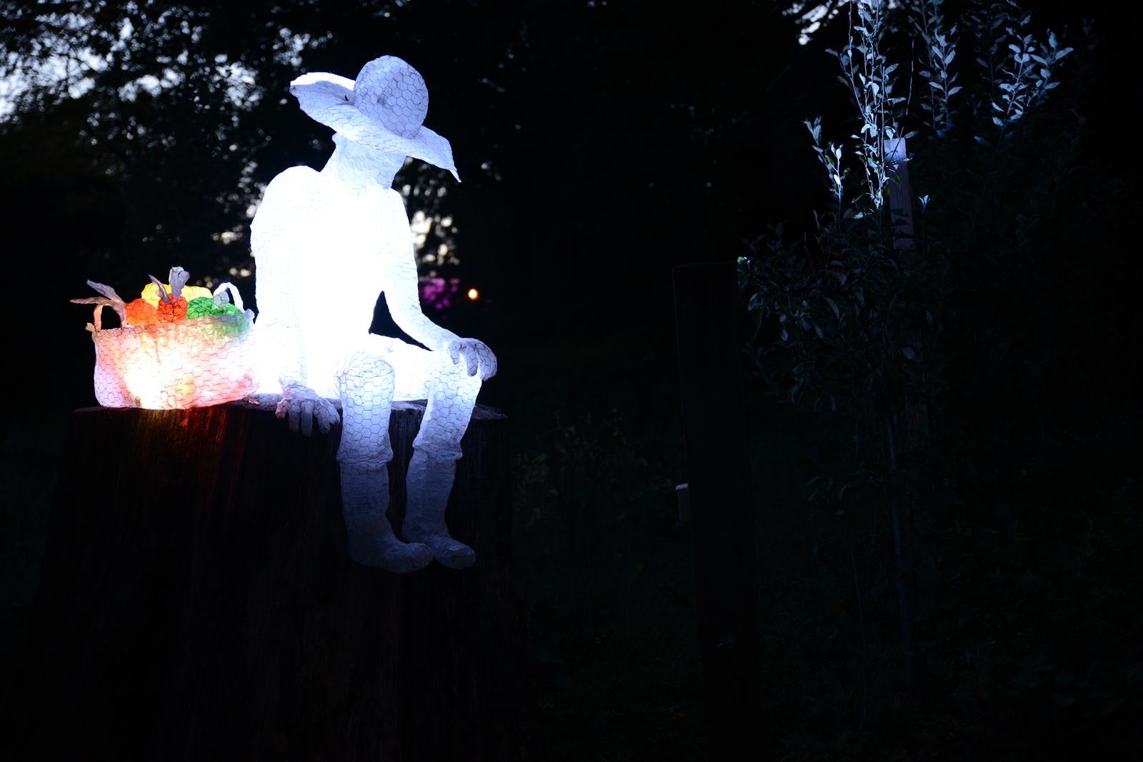 Meei-Ling Ng's The Resting Farmer photographed at night, Photo provided by Fairmount CDC