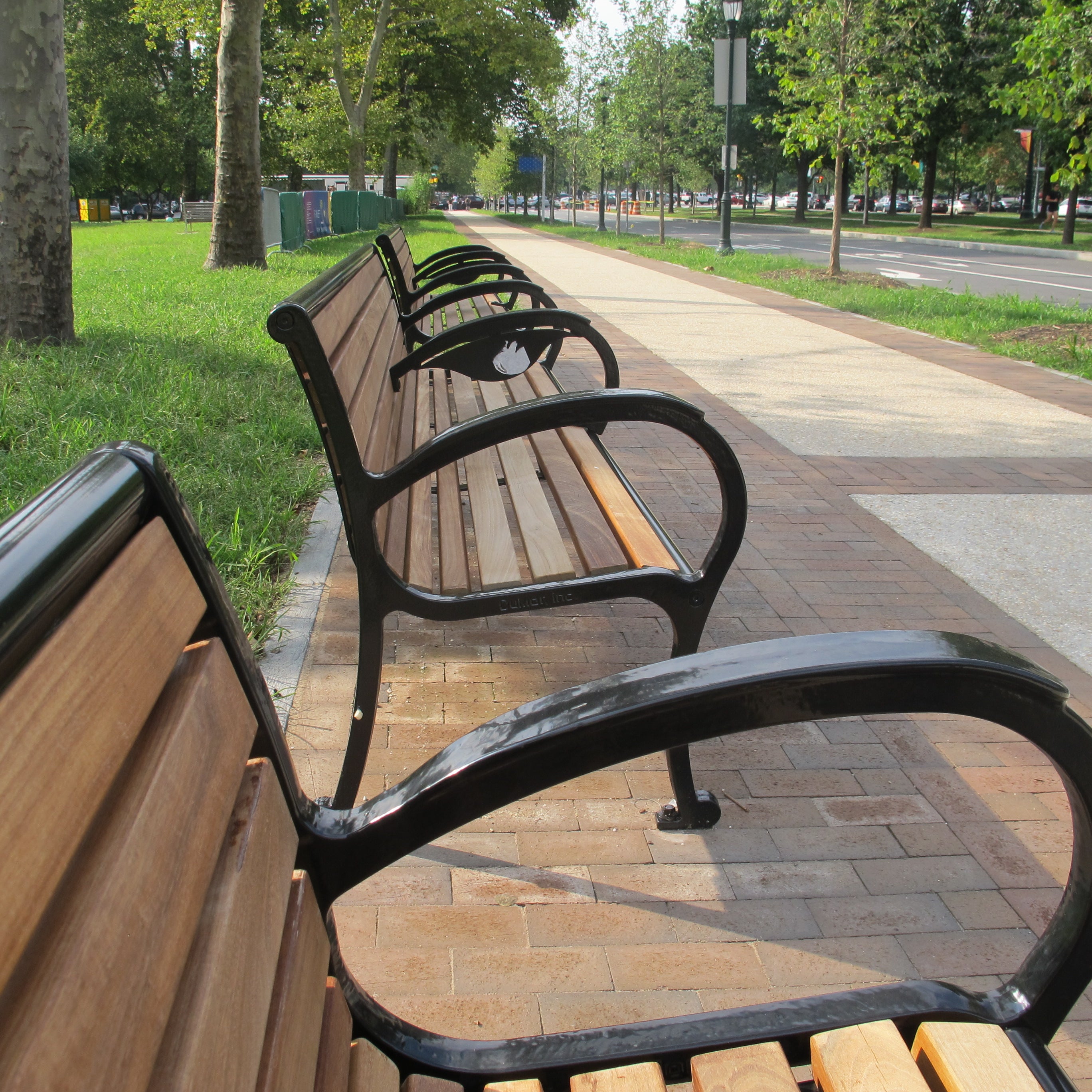 New benches and sidewalks installed on the Parkway, August 2011.