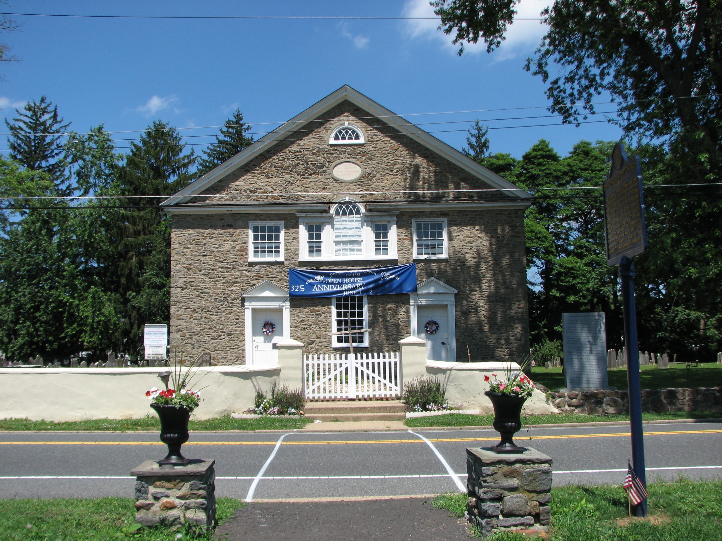 Pennepack Baptist Church is an 18th-century survivor amidst mid-20th century housing developments.