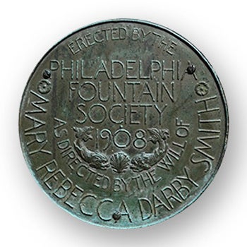 Philadelphia Fountain Society plaque detail from Rebecca at the Well