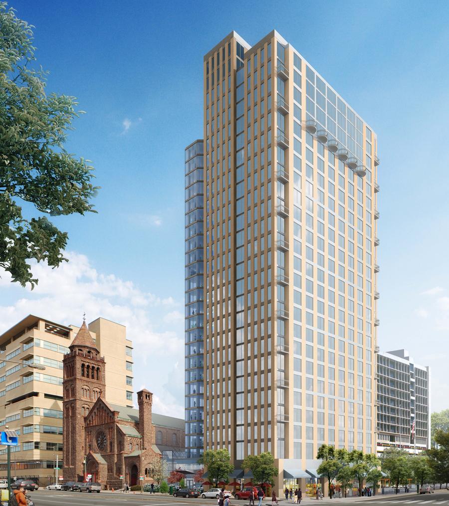 Rendering of BLT-designed tower planned for 38th and Chestnut streets.